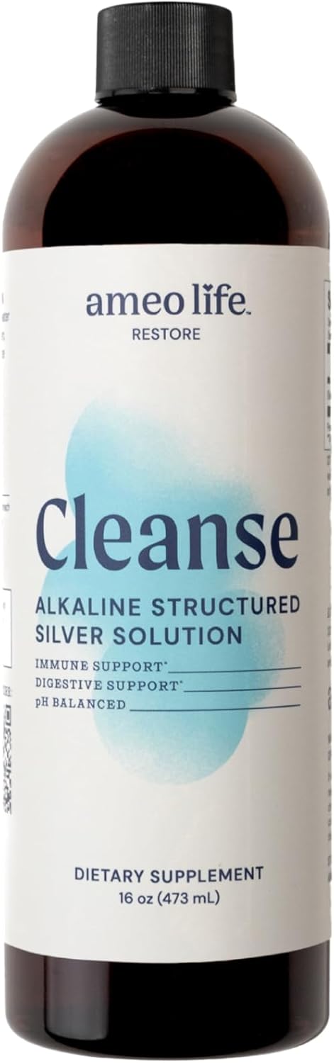 Ameo Life Colloidal Silver Liquid - pH Balanced Immune & Gut Support Water 30ppm 16oz x 2 Pack