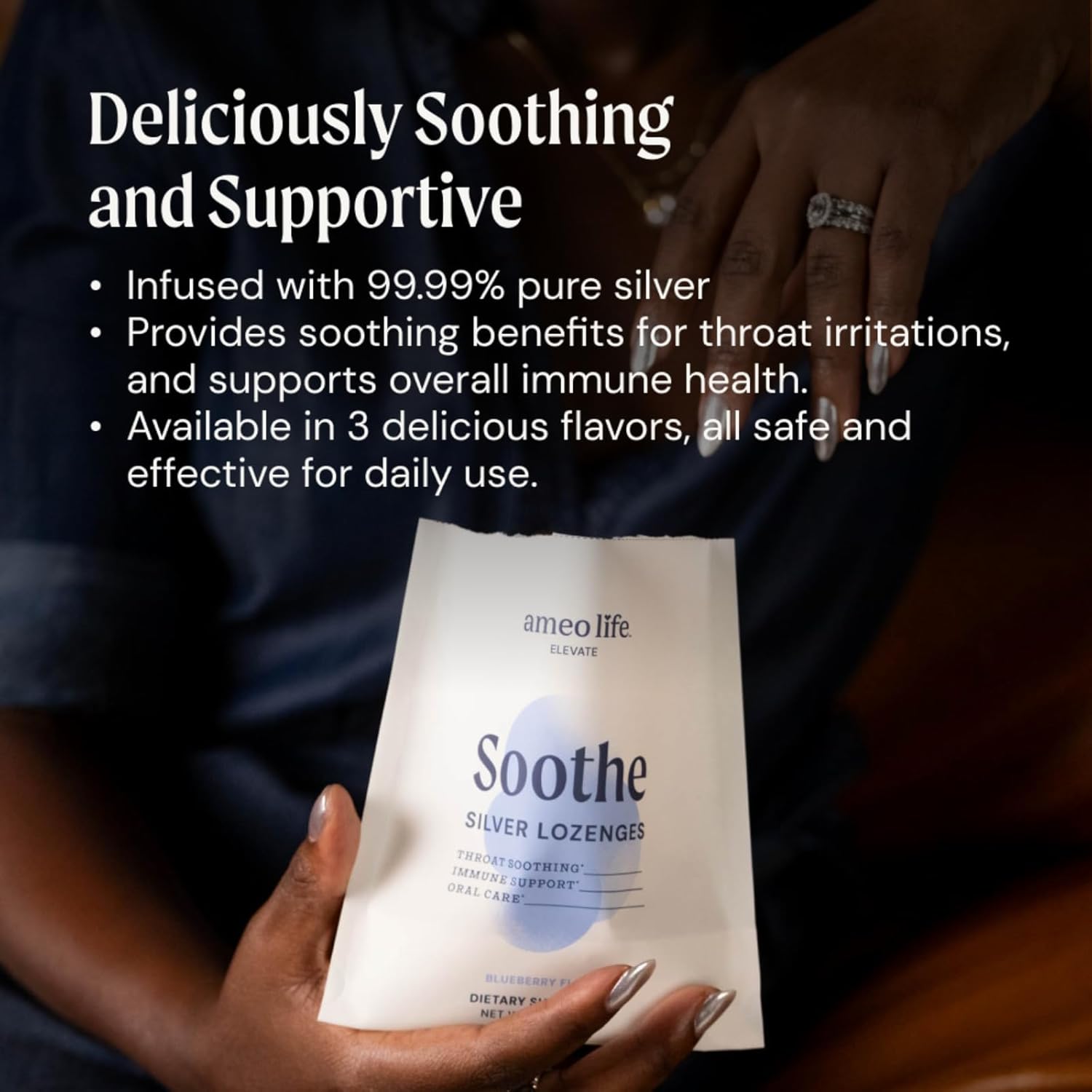 Ameo Life Colloidal Silver Liquid Drops 150 mcg - Blueberry Flavor, 100 Count Immune Support Supplement - Vegan, Gluten-Free, Non-GMO Alternative for Cough Drops