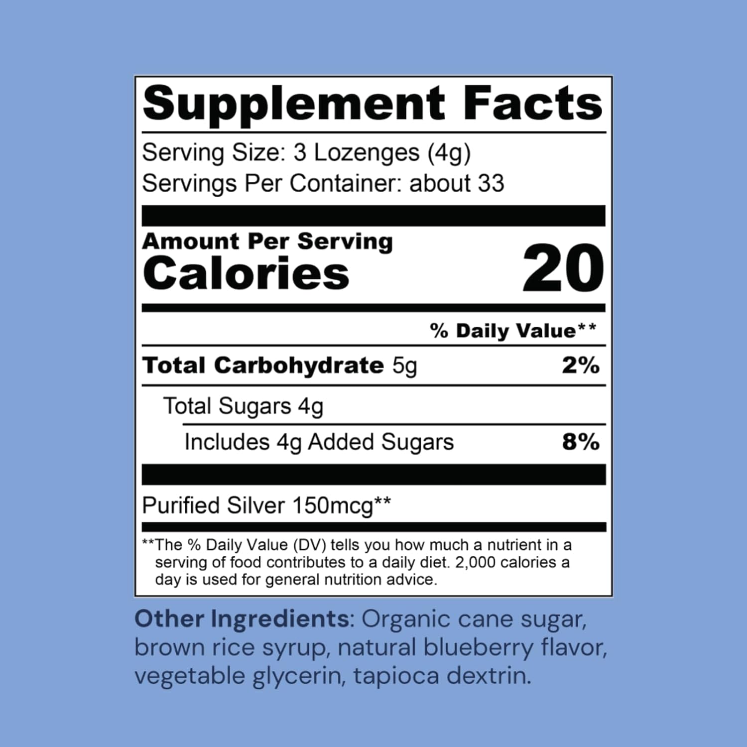 Ameo Life Colloidal Silver Liquid Drops 150 mcg - Blueberry Flavor, 100 Count Immune Support Supplement - Vegan, Gluten-Free, Non-GMO Alternative for Cough Drops