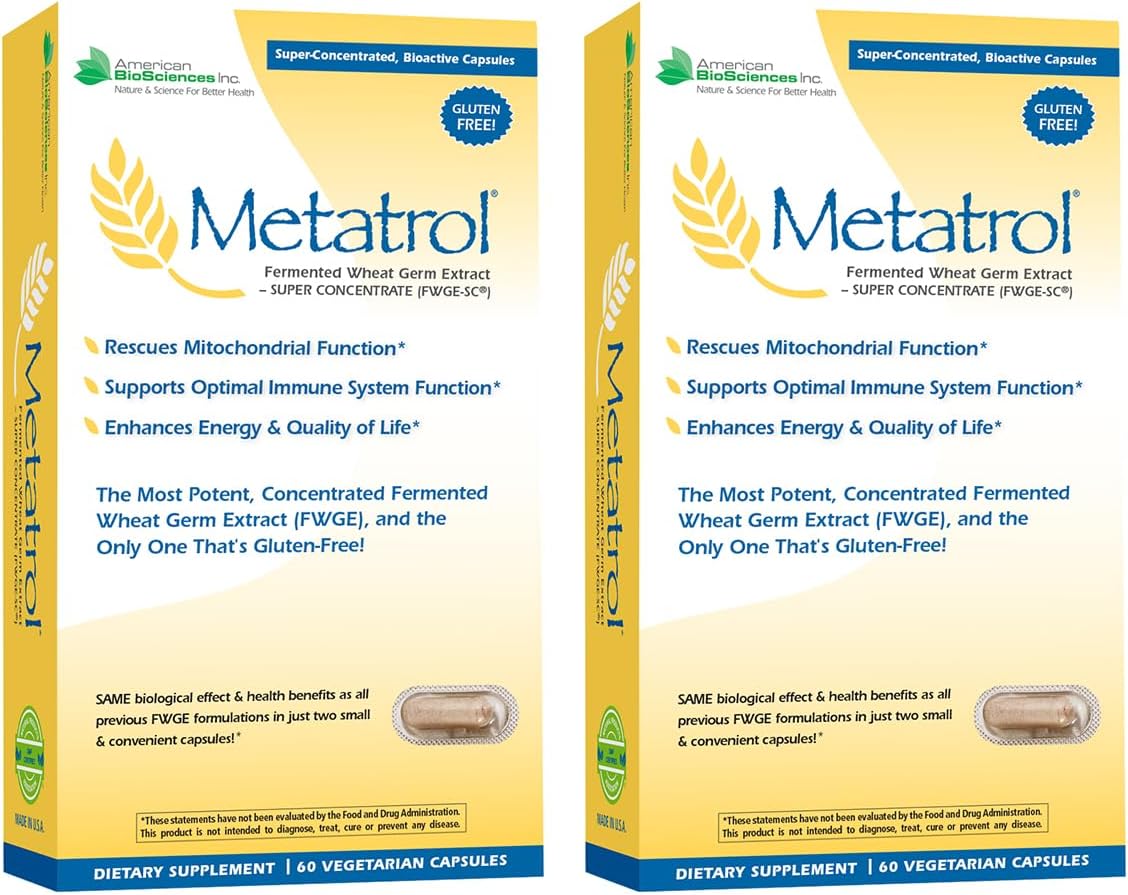 American BioSciences Metatrol Fermented Wheat Germ Extract 2-Box Bundle, Daily Immune Support & Mitochondrial Rescue - Super Concentrate, 60 Capsules, 41mg FWGE-SC - BoostGo Australia