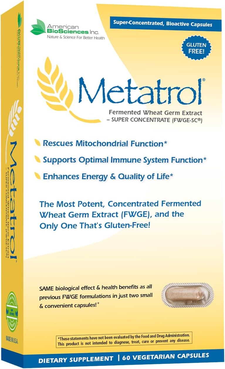 American BioSciences Metatrol Fermented Wheat Germ Extract 2-Box Bundle, Daily Immune Support & Mitochondrial Rescue - Super Concentrate, 60 Capsules, 41mg FWGE-SC - BoostGo Australia