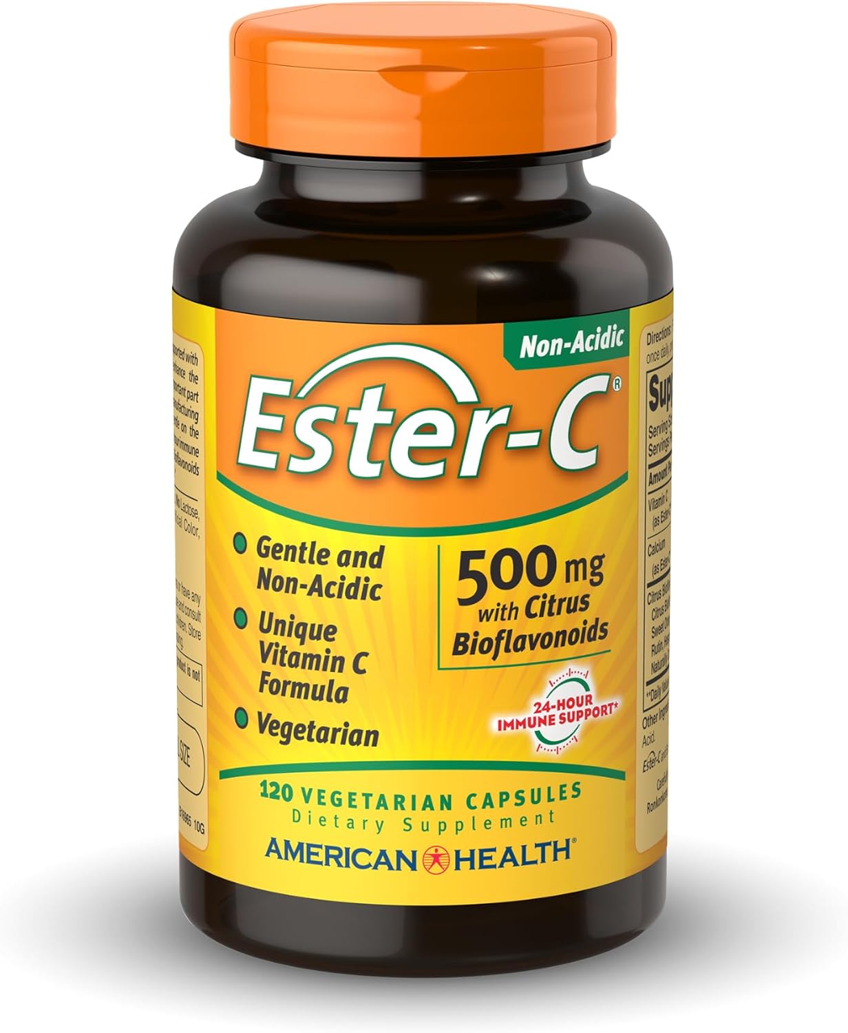American Health Ester-C 500 mg Capsules with Citrus Bioflavonoids - 120 Count - 24-Hour Immune Boost - Non-GMO, Vegan, Gluten Free - 60 Servings