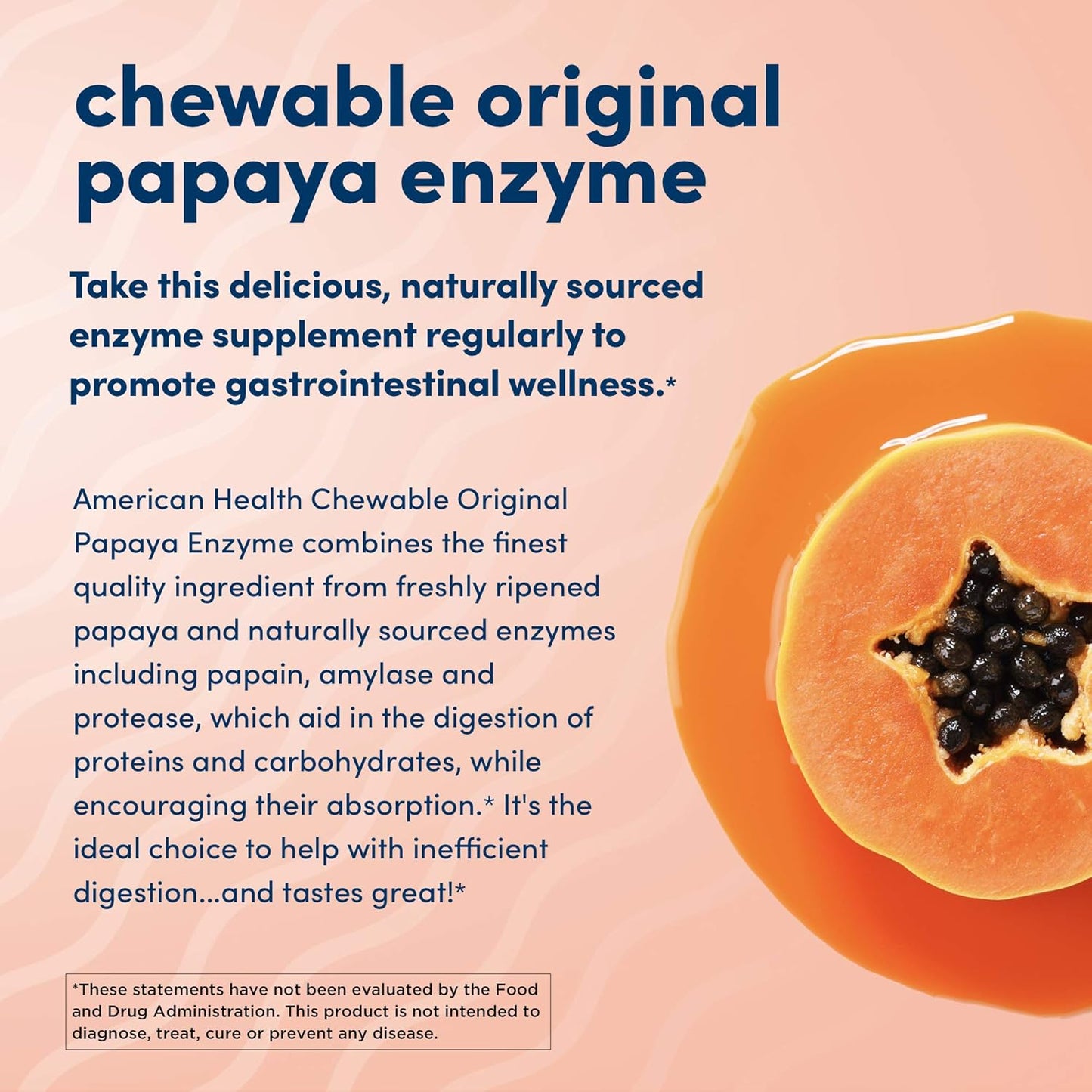 American Health Papaya Enzyme Chewable Tablets - Supports Digestion & Nutrient Absorption - 600 Count, Gluten-Free, Vegetarian