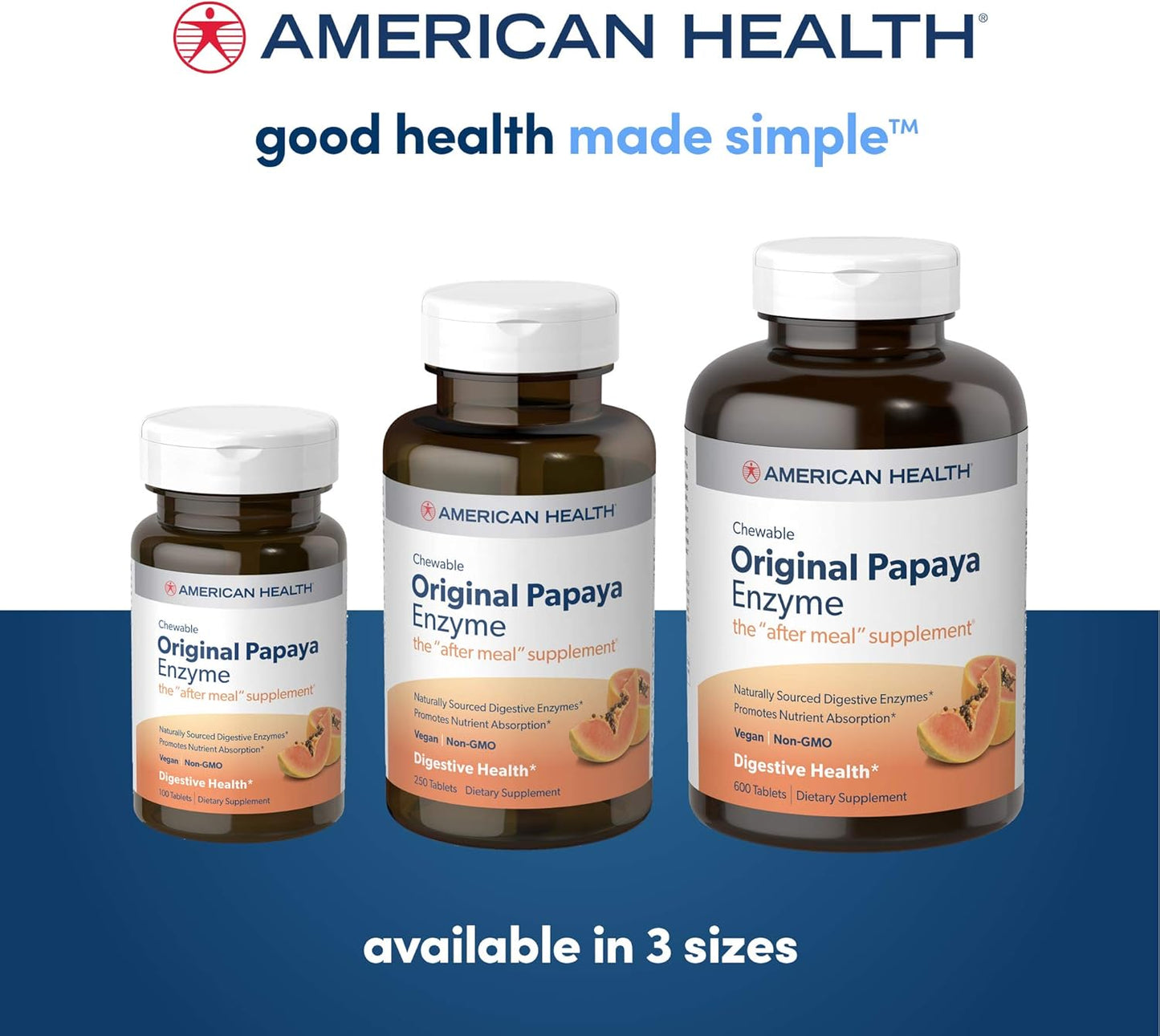 American Health Papaya Enzyme Chewable Tablets - Supports Digestion & Nutrient Absorption - 600 Count, Gluten-Free, Vegetarian