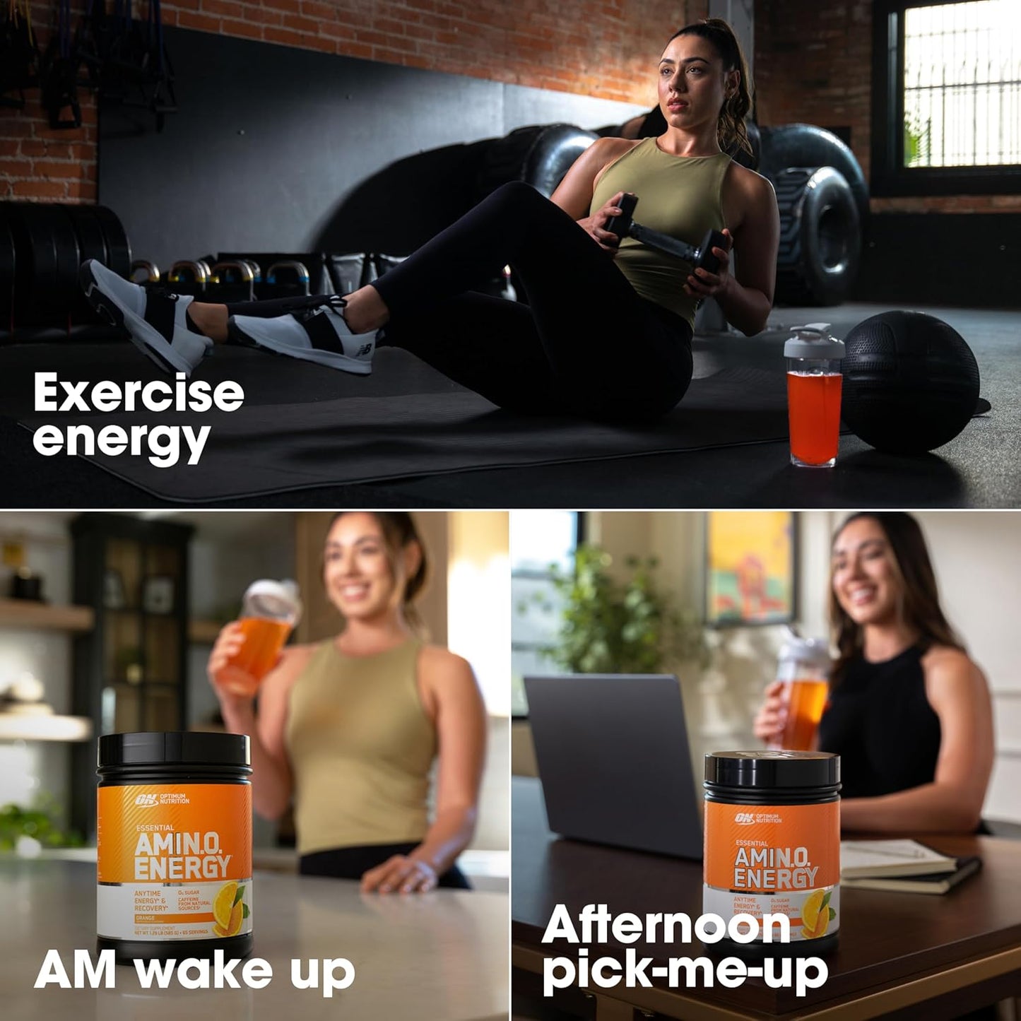 Amino Energy Orange Cooler Pre Workout Powder - BCAA, Amino Acids, Green Tea, Green Coffee Extract - Keto Friendly, 65 Servings