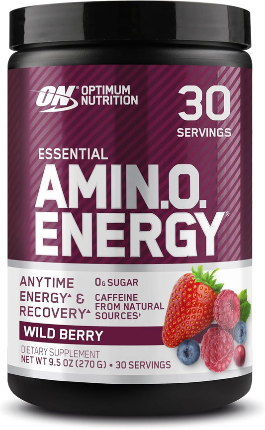 Amino Energy Pre Workout Powder with Green Tea, BCAA, Amino Acids, Keto Friendly - Wild Berry, 30 Servings