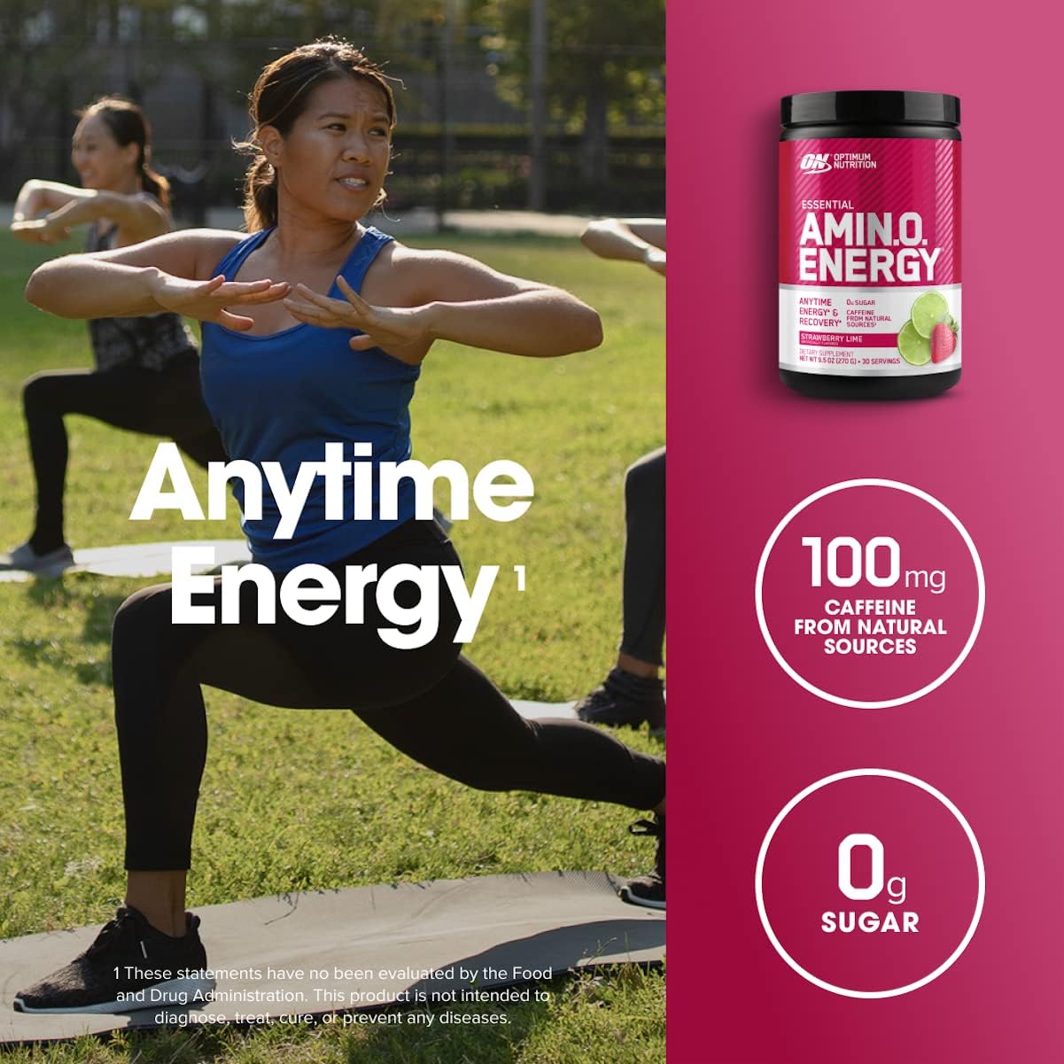 Amino Energy Pre Workout Powder with Green Tea, BCAA, Amino Acids, Green Coffee Extract - Strawberry Lime, 30 Servings
