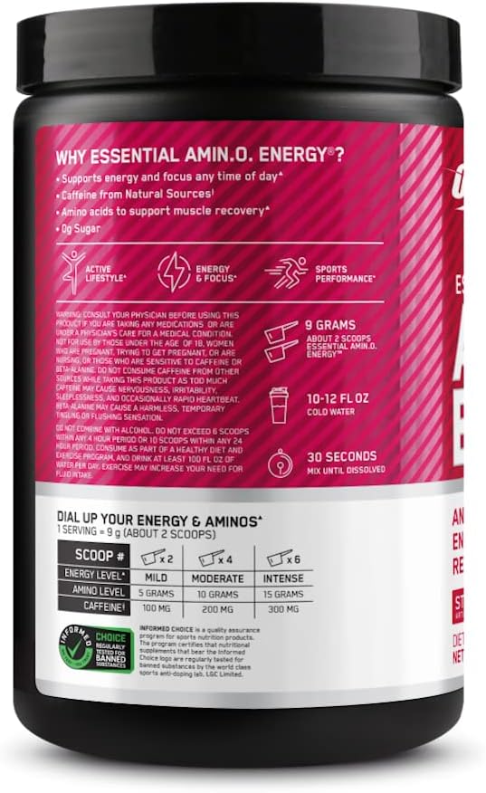 Amino Energy Pre Workout Powder with Green Tea, BCAA, Amino Acids, Green Coffee Extract - Strawberry Lime, 30 Servings
