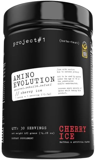 AminoEVolution Cherry Ice Powder with BCAA's, EAA's, Electrolytes for Muscle Support & Recovery - Keto-Friendly Pre Workout Energy Boost for Men & Women - 30 Servings