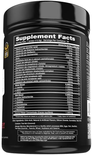AminoEVolution Cherry Ice Powder with BCAA's, EAA's, Electrolytes for Muscle Support & Recovery - Keto-Friendly Pre Workout Energy Boost for Men & Women - 30 Servings