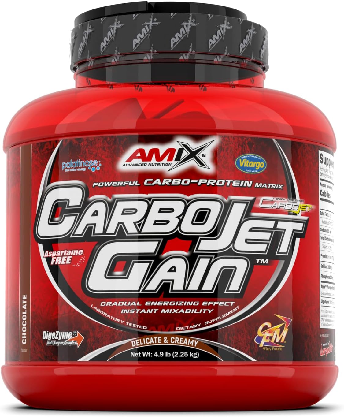 Amix CarboJet Gain Chocolate Flavor 4.96 lb - High-Calorie Carbohydrate Supplement
