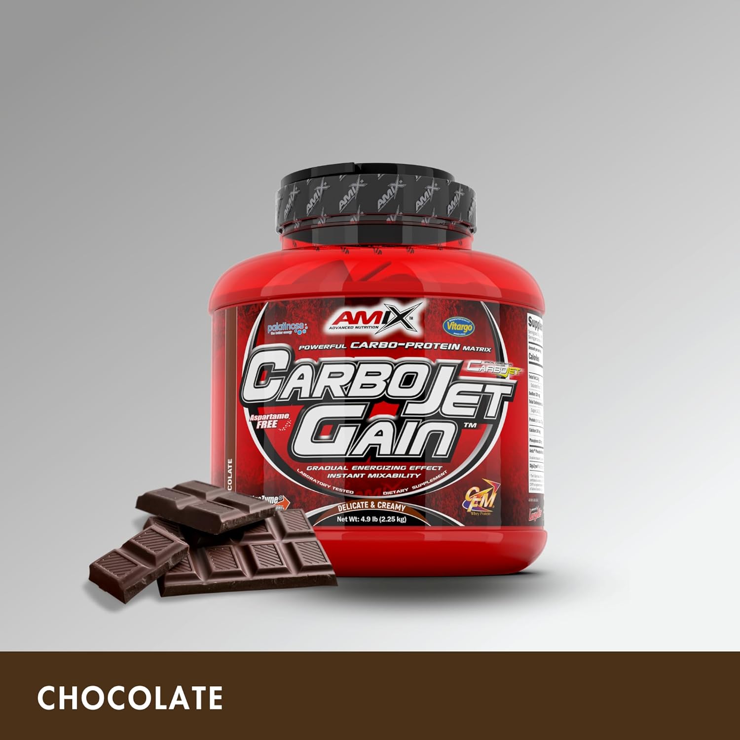 Amix CarboJet Gain Chocolate Flavor 4.96 lb - High-Calorie Carbohydrate Supplement