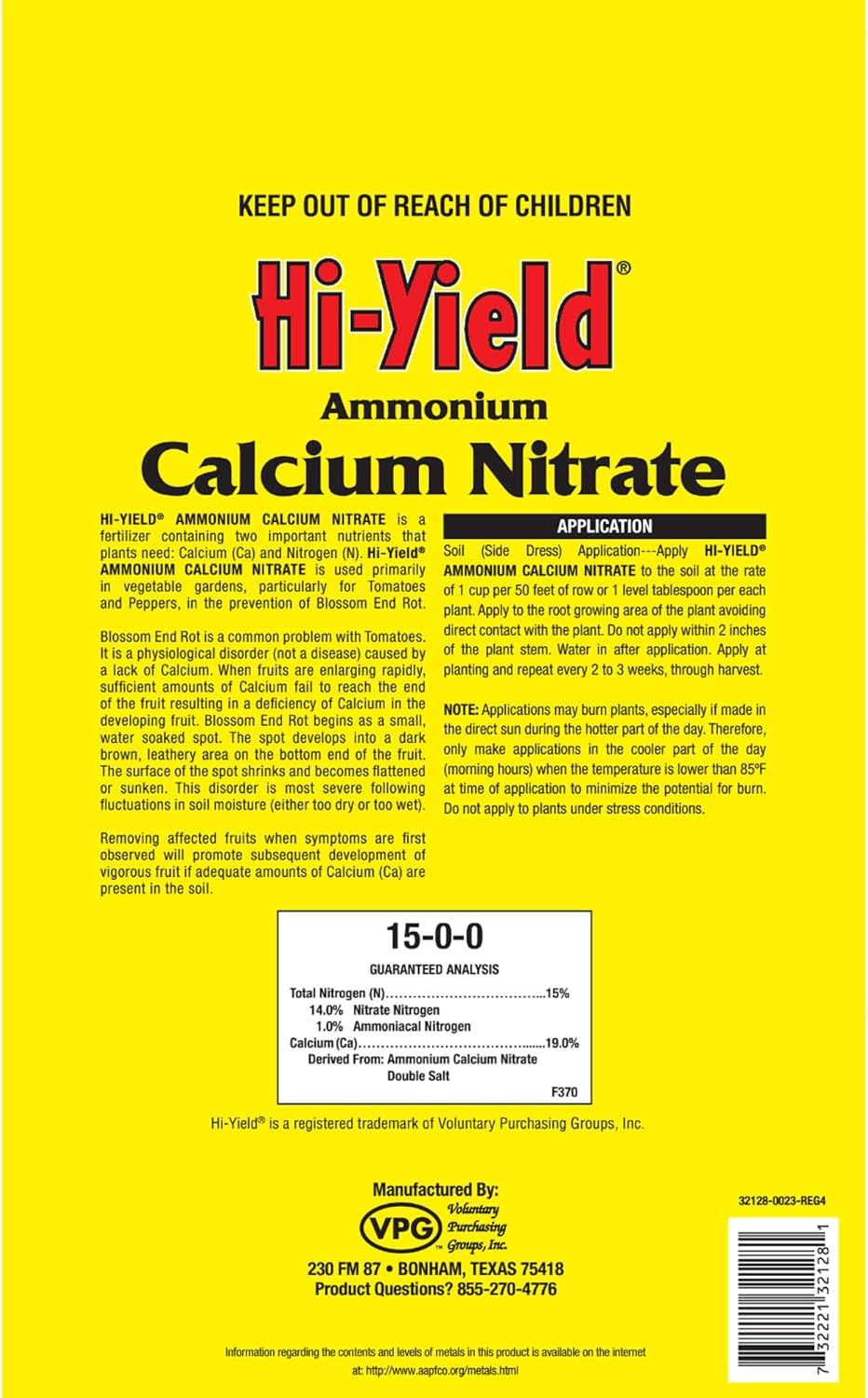 Ammonium Calcium Nitrate Fertilizer 15-0-0 for Tomatoes, 3.25 lbs - Prevents Blossom End Rot