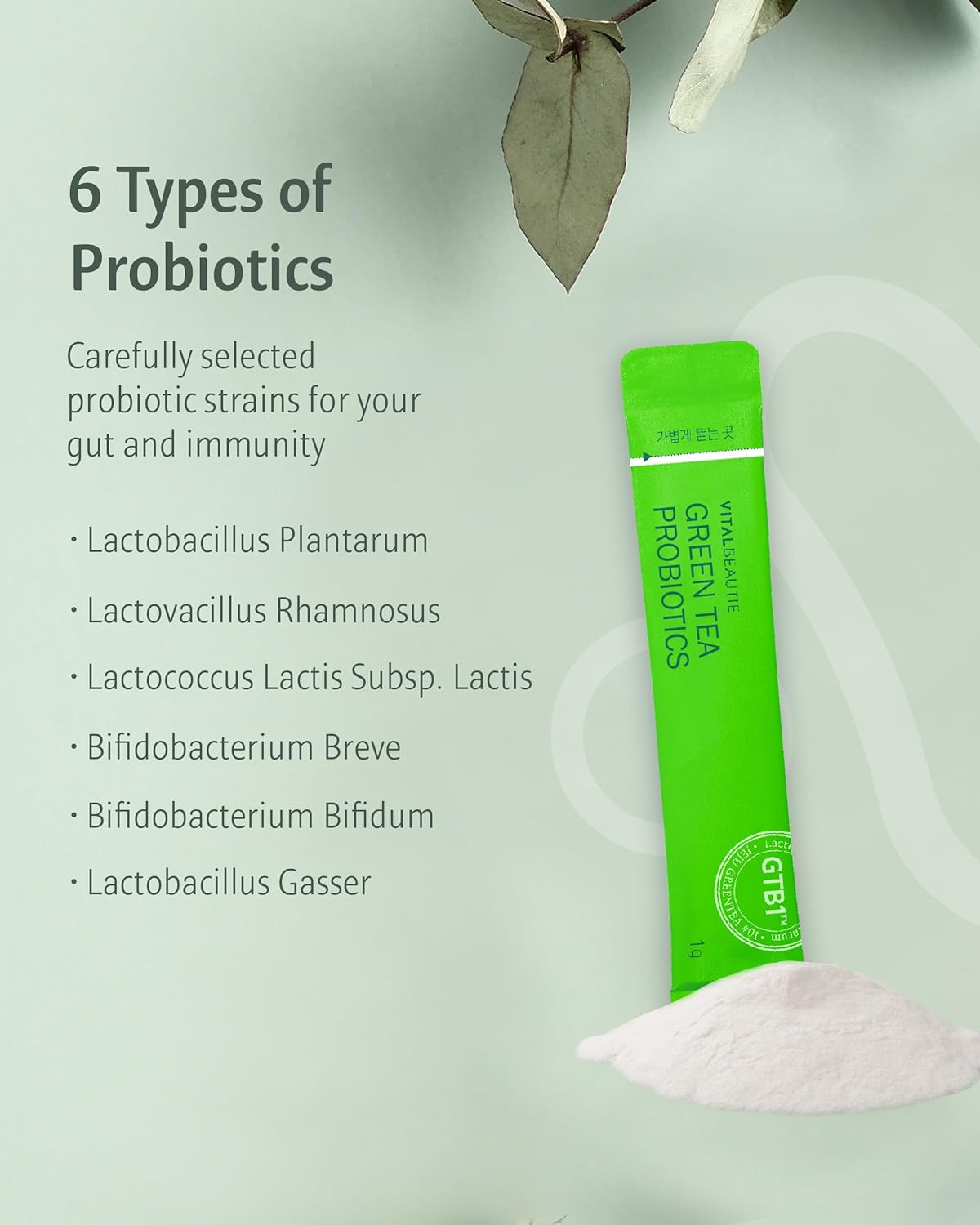 AMOREPACIFIC VITALBEAUTIE Green Tea Probiotics with Vitamin D & Zinc for Gut Health - 60 Sticks