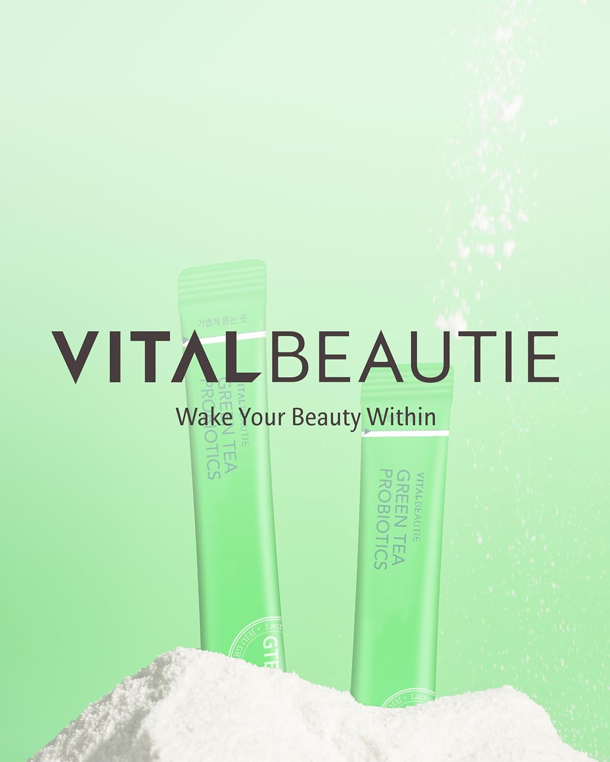 AMOREPACIFIC VITALBEAUTIE Green Tea Probiotics with Vitamin D & Zinc for Gut Health - 60 Sticks