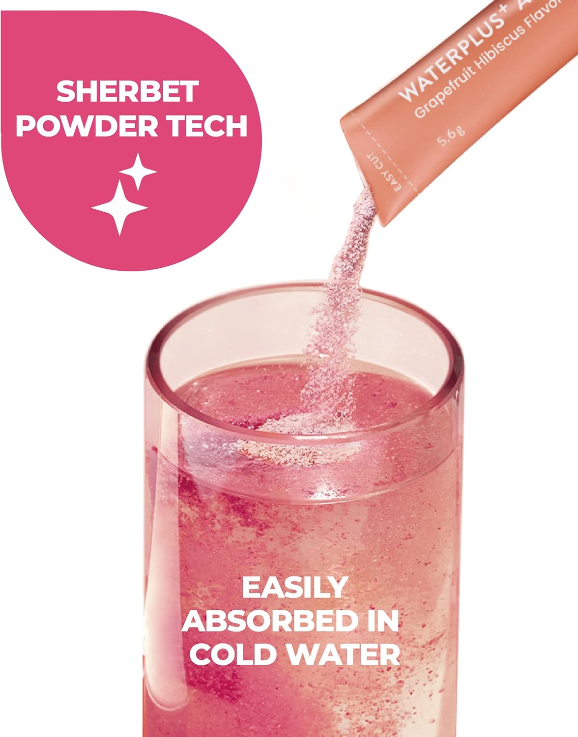 AMOREPACIFIC VITALBEAUTIE Waterplus Active - Vegan Electrolyte Drink Mix with BCAA, L-Arginine, L-Carnitine, and Calcium - 10 Sticks (Grapefruit & Hibiscus)