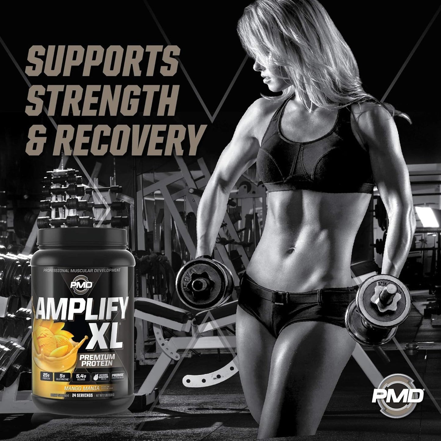 Amplify XL Premium Whey Protein Supplement with Hydro Greens Blend - Mango Mania Flavor - Muscle Recovery and Strength Support