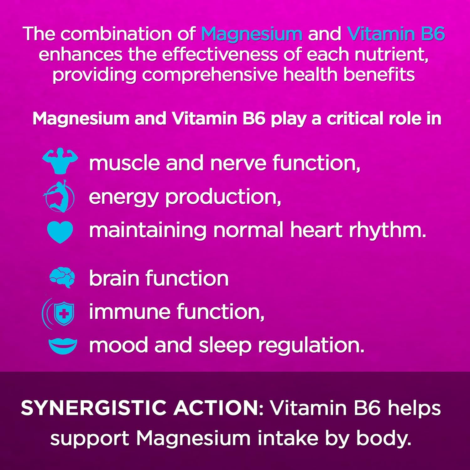 AMVILAB Magnesium and Vitamin B6 Tablets for Muscle and Brain Health, Nerve Function, Vitality, Sleep Quality, and Recovery Boost - 100 Count