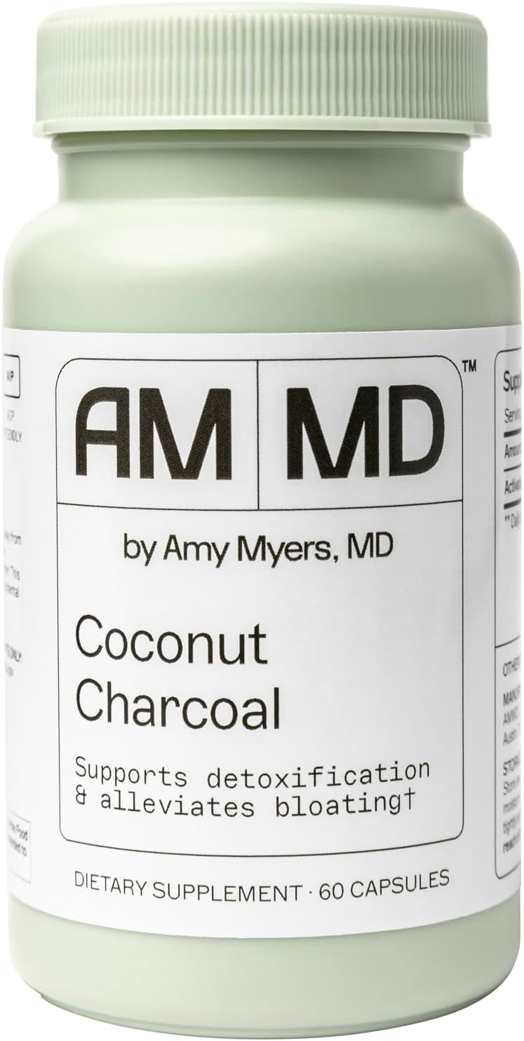Amy Myers MD Coconut Charcoal Capsules from The Myers Way Protocol - Natural Activated Charcoal, Gas Reliever & Support for Affects of Mold/Toxins - Dietary Supplement 60 Capsules, 30 Servings