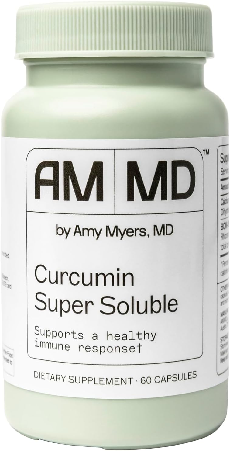 Amy Myers MD Curcumin Super Soluble Capsules - Bioavailable Turmeric Supplement for Immune & Gut Health - 60 Servings