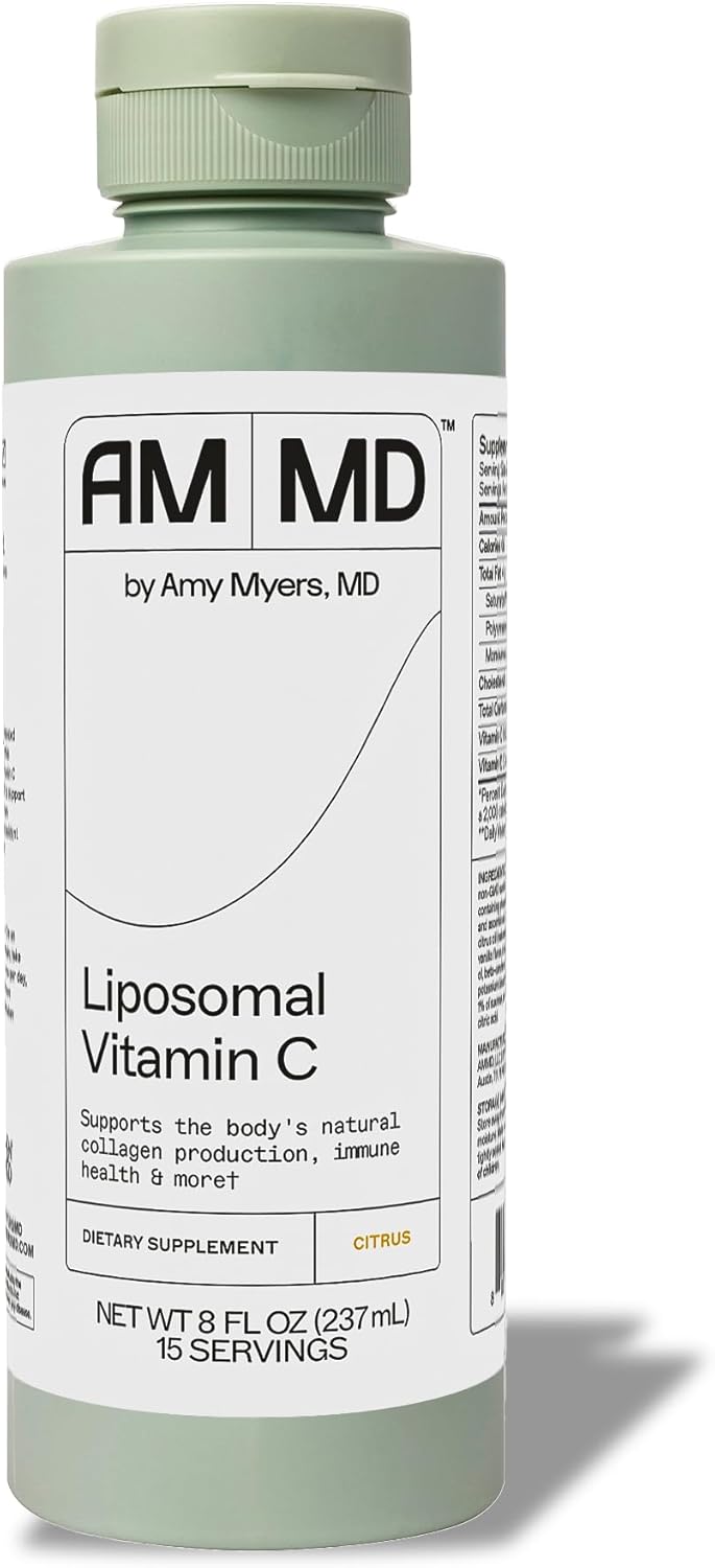 Amy Myers MD Liposomal Vitamin C Liquid 1000mg - High Absorption Ascorbic Acid Supplement - Immune Support & Collagen Boost - Non-GMO - 1 Month Supply - 16 Fl Oz