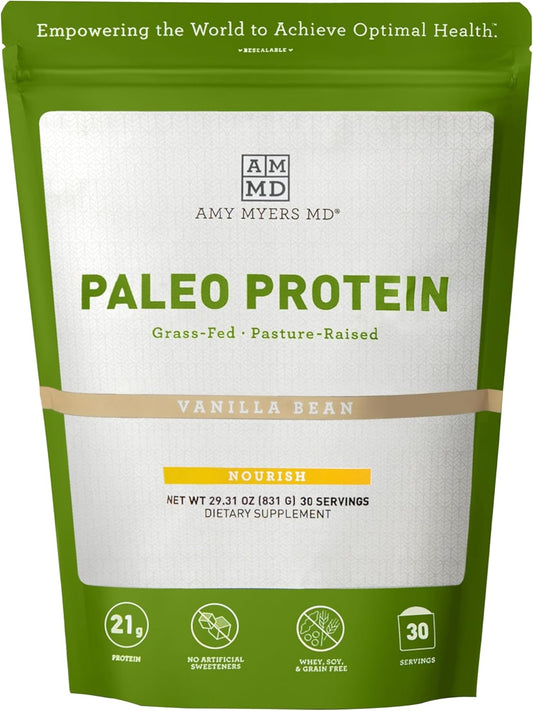 Amy Myers MD Vanilla Bean Pure Paleo Protein Powder - Grass Fed, Pasture Raised, Hormone Free - Keto & Paleo Friendly - 29.31 oz