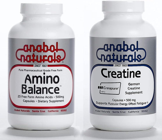 Anabol Naturals Energy Stack: Amino Balance & Creapure Creatine Capsules - 240 Caps in Total