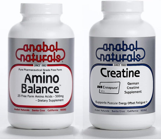Anabol Naturals Energy Stack: Amino Balance & Creapure Creatine Powder Bundle (5 Month Supply)