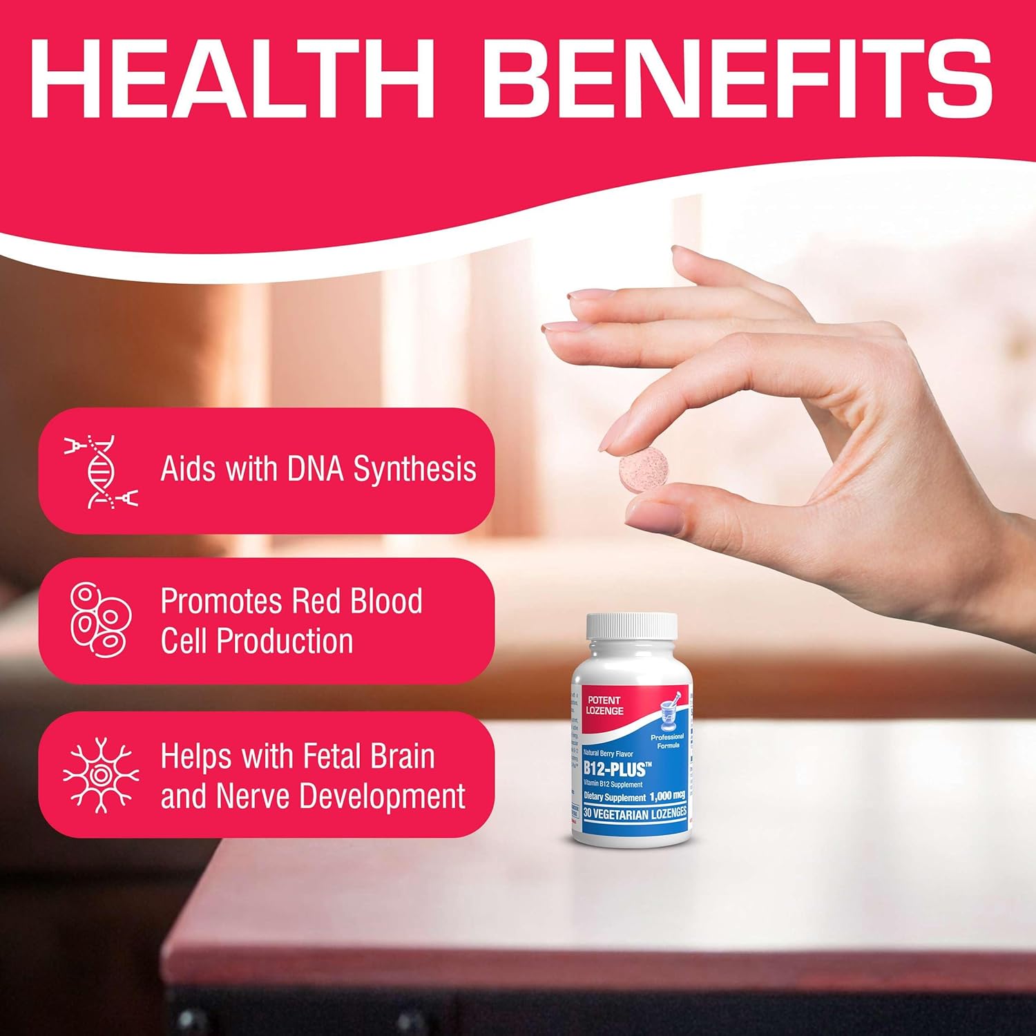 Anabolic Laboratories Methylcobalamin B12 1000mcg Sublingual Lozenges - Energy & Nerve Support for Men & Women - 30 Berry Flavored Count