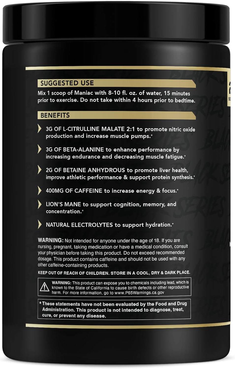 Anabolic Warfare Black Series Maniac Pre-Workout Powder - Fruit Explosion Flavor, Boosts Nitric Oxide & Protein Synthesis for Muscle Pumps