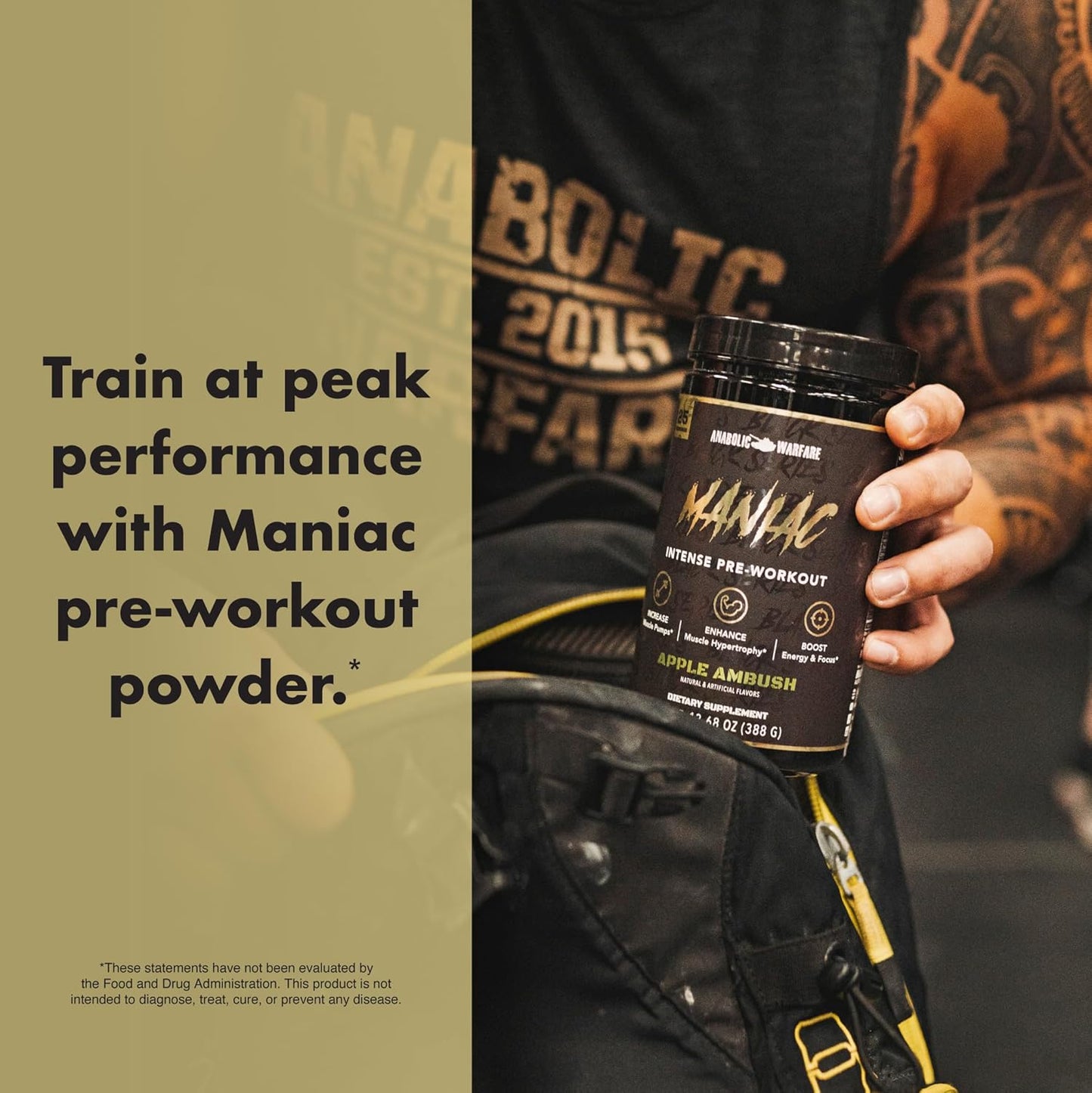 Anabolic Warfare Black Series Maniac Pre-Workout Powder - Fruit Explosion Flavor, Boosts Nitric Oxide & Protein Synthesis for Muscle Pumps