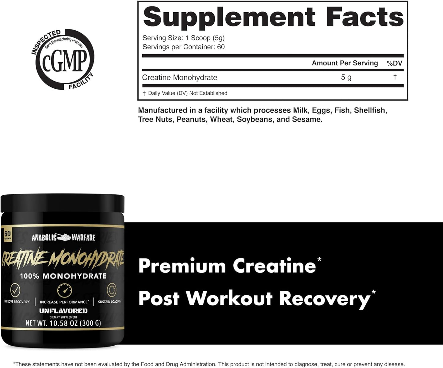Anabolic Warfare Creatine Monohydrate: Advanced Pump & Endurance Activator with Anabolic Recovery Amino Acids