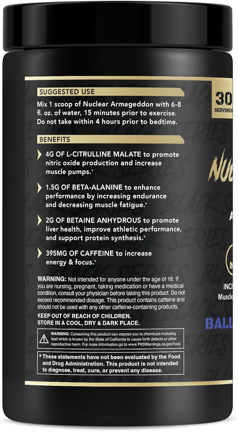 Anabolic Warfare Nuclear Armageddon Pre Workout Powder - L-Citrulline, Beta Alanine, Caffeine - Pre-Workout for Men & Women - Ballistic Berry Lemonade - 30 Servings - BoostGo Australia