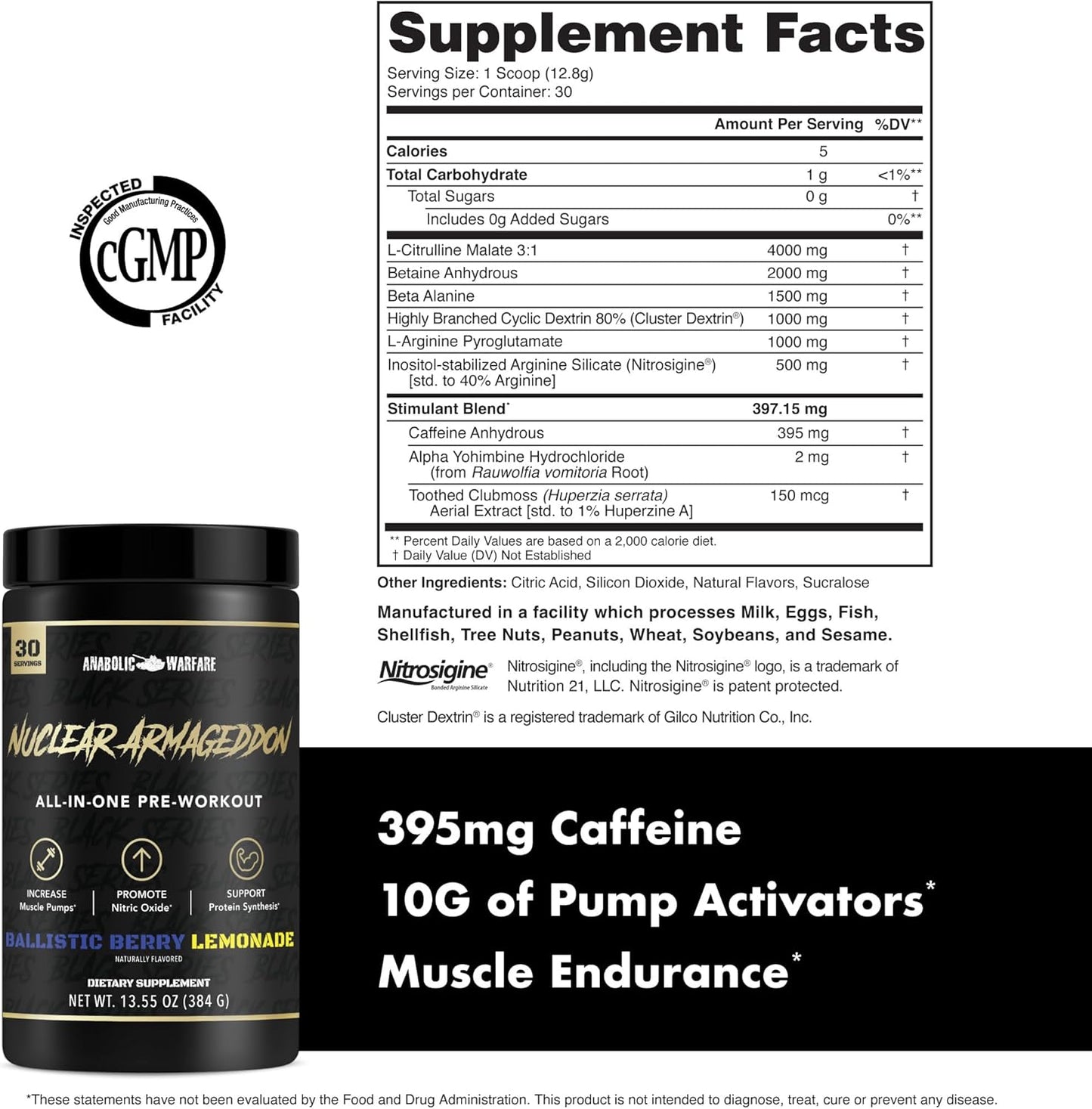 Anabolic Warfare Nuclear Armageddon Pre Workout Powder - L-Citrulline, Beta Alanine, Caffeine - Pre-Workout for Men & Women - Ballistic Berry Lemonade - 30 Servings - BoostGo Australia