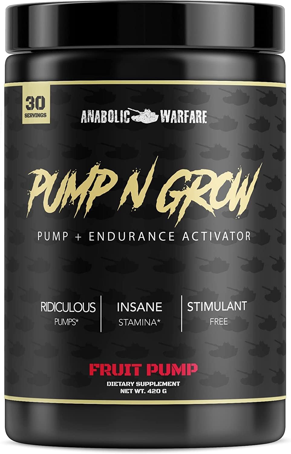 Anabolic Warfare Pump-N-Grow Fruit Explosion Pre Workout Supplement - Caffeine Free Muscle Pump with L-Citrulline, L-Arginine, Beta-Alanine - 30 Servings - BoostGo Australia