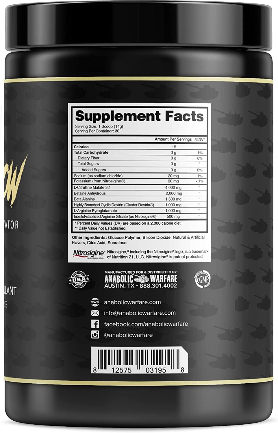 Anabolic Warfare Pump-N-Grow Fruit Explosion Pre Workout Supplement - Caffeine Free Muscle Pump with L-Citrulline, L-Arginine, Beta-Alanine - 30 Servings - BoostGo Australia