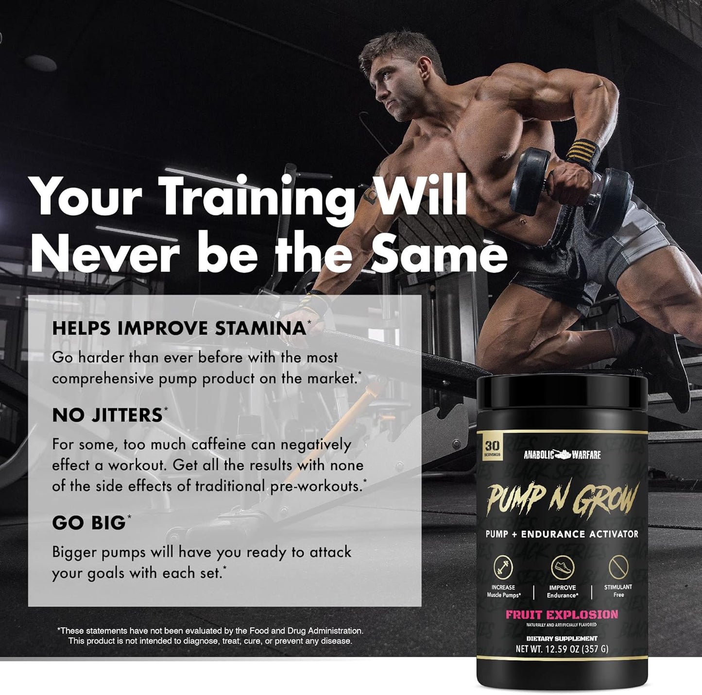 Anabolic Warfare Pump-N-Grow Fruit Explosion Pre Workout Supplement - Caffeine Free Muscle Pump with L-Citrulline, L-Arginine, Beta-Alanine - 30 Servings - BoostGo Australia