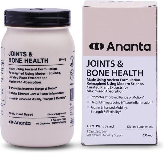 Ananta Glucosamine MSM Supplement for Joint & Bone Health - Supports Pain Relief, Mobility, Strength, Flexibility - 90 Vegan Capsules
