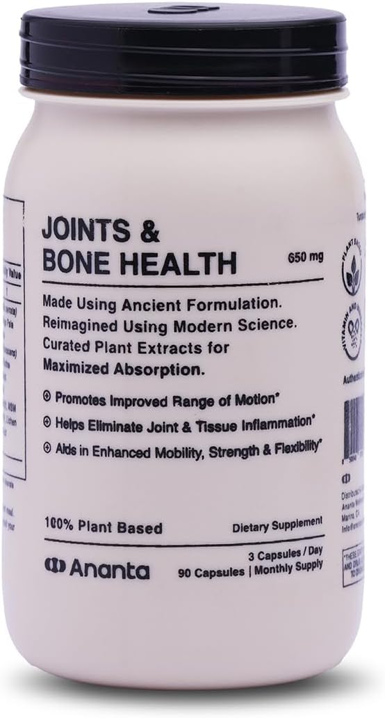 Ananta Glucosamine MSM Supplement for Joint & Bone Health - Supports Pain Relief, Mobility, Strength, Flexibility - 90 Vegan Capsules