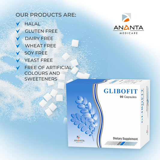 Ananta Medicare USA Glibofit Plant-Based Metabolism Support Supplement - Vegan Capsules for Healthy Carb & Lipid Metabolism - 90 Count