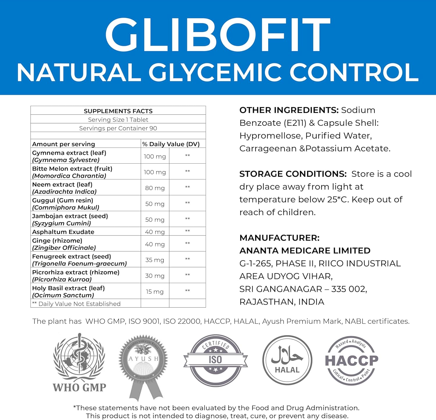 Ananta Medicare USA Glibofit Plant-Based Metabolism Support Supplement - Vegan Capsules for Healthy Carb & Lipid Metabolism - 90 Count