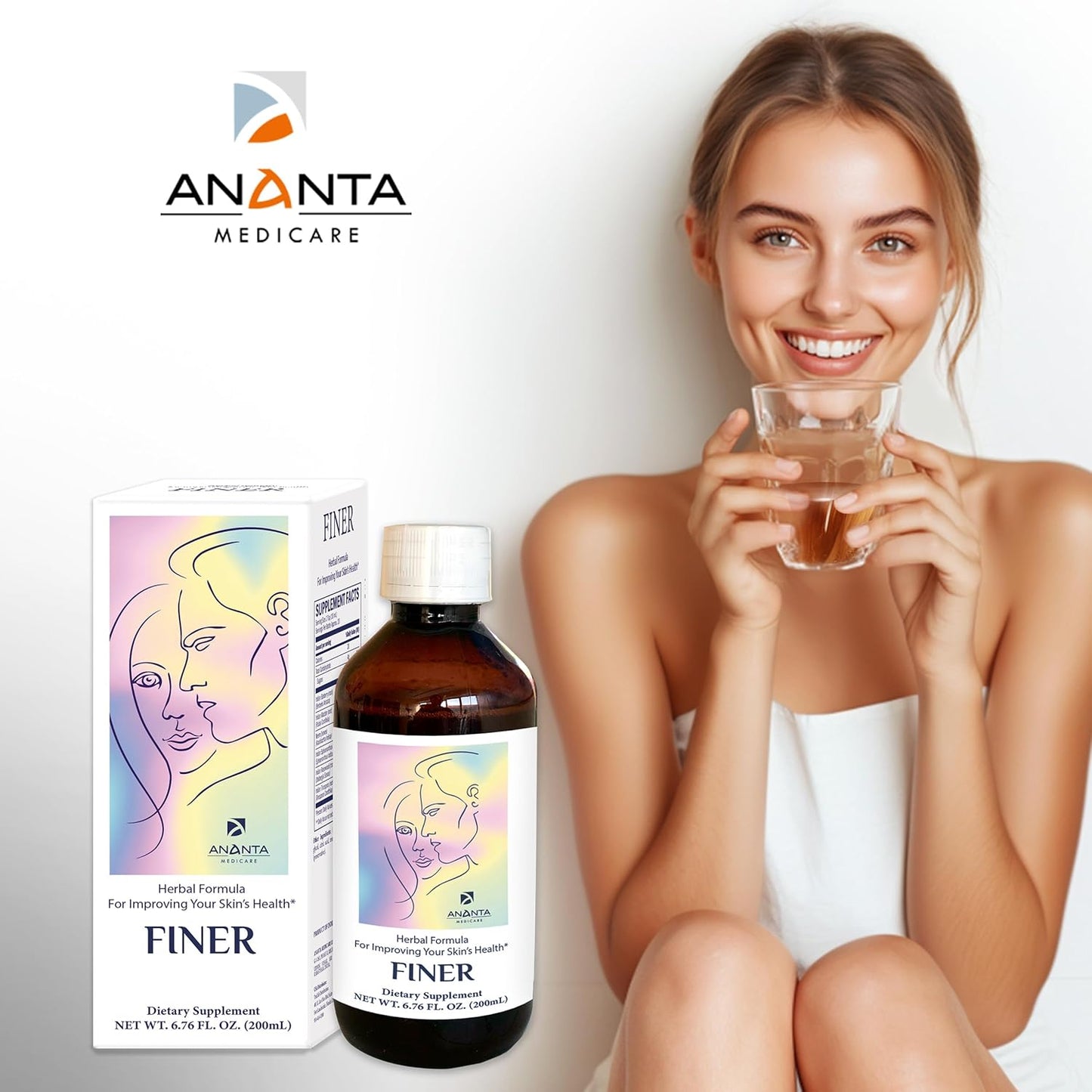 Ananta Medicare USA Skin Health Liquid Supplement, Natural Formula, 6.76 Oz for Finer Skin