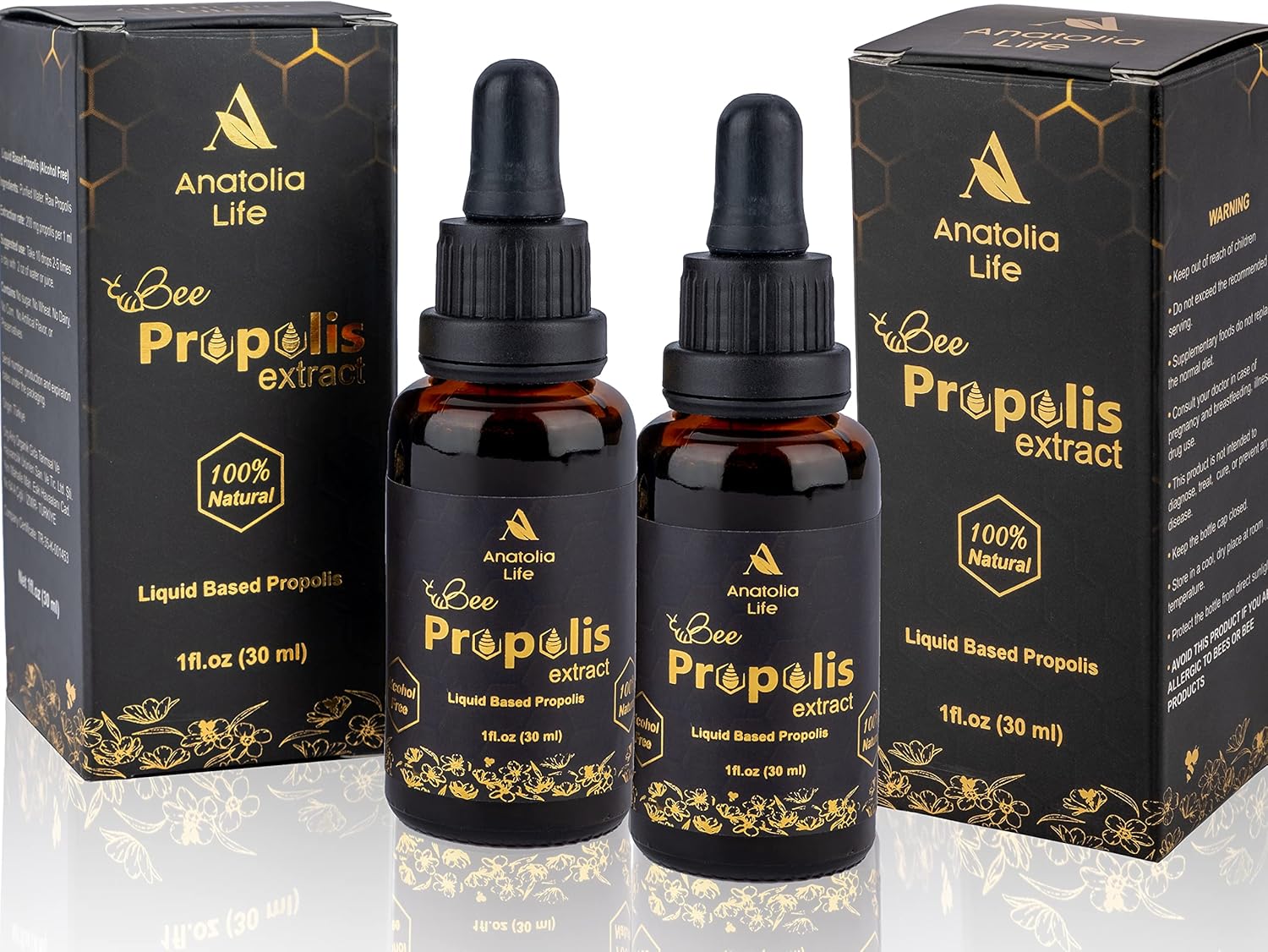 Anatolia Life Bee Propolis Extract 30mL - Liquid Immune System Booster & Defense - High Potency Herbal Supplement (2 Pack)