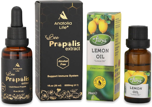 Anatolia Life Organic Propolis Extract & Lemon Essential Oil Set - Alcohol-Free, Immune Support, DIY Candle Making