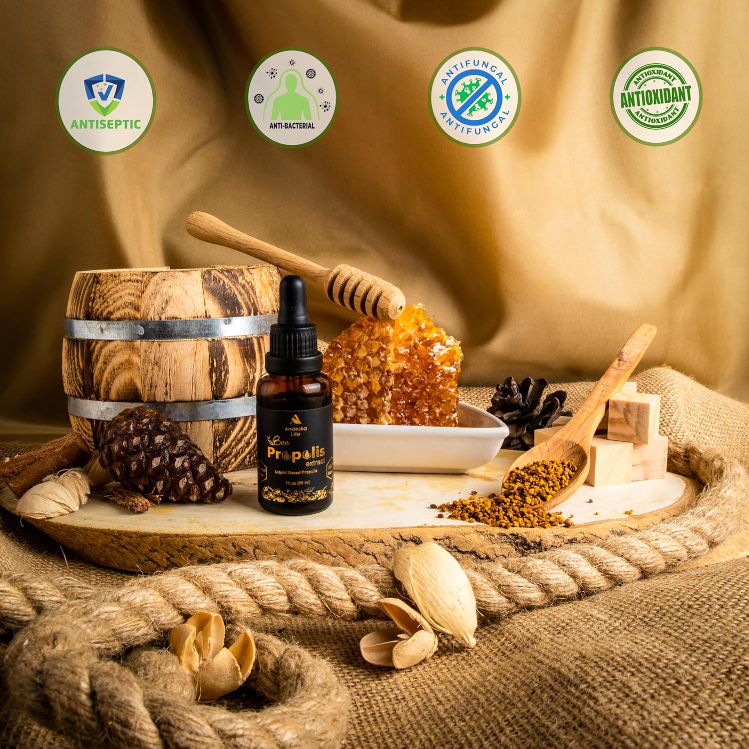 Anatolia Life Organic Propolis Extract & Lemon Essential Oil Set - Alcohol-Free, Immune Support, DIY Candle Making