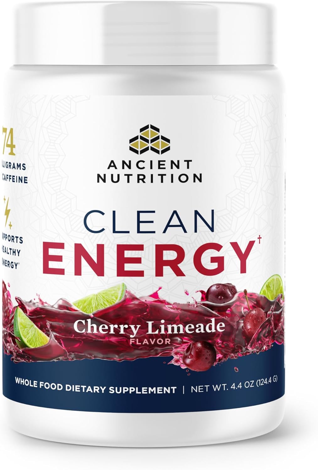 Ancient Nutrition Cherry Limeade Clean Energy Powder - Supports Healthy Energy, Cognitive Health, Mental Alertness, Focus - 30 Servings