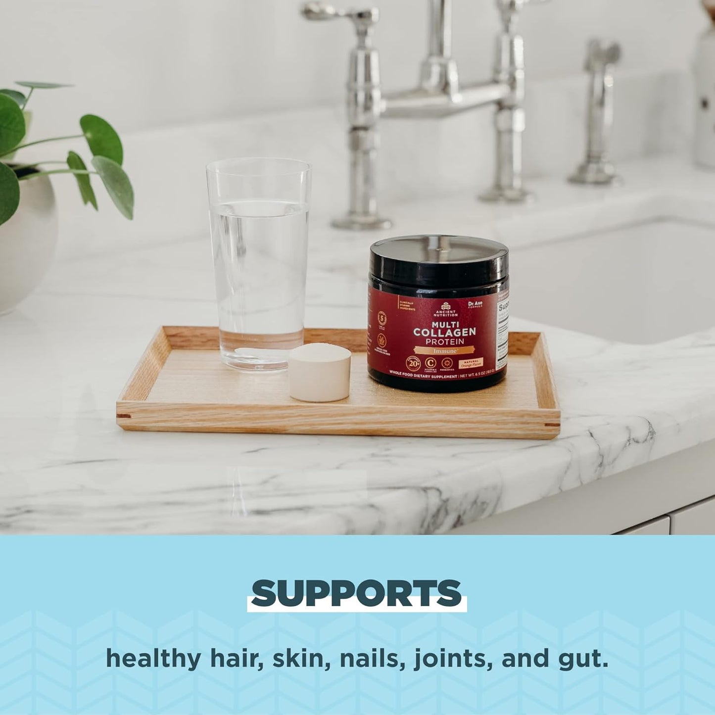 Ancient Nutrition Collagen Protein Powder with Vitamin C - Immune Support for Healthy Hair, Skin, and Nails, Orange Flavor, 15 Servings