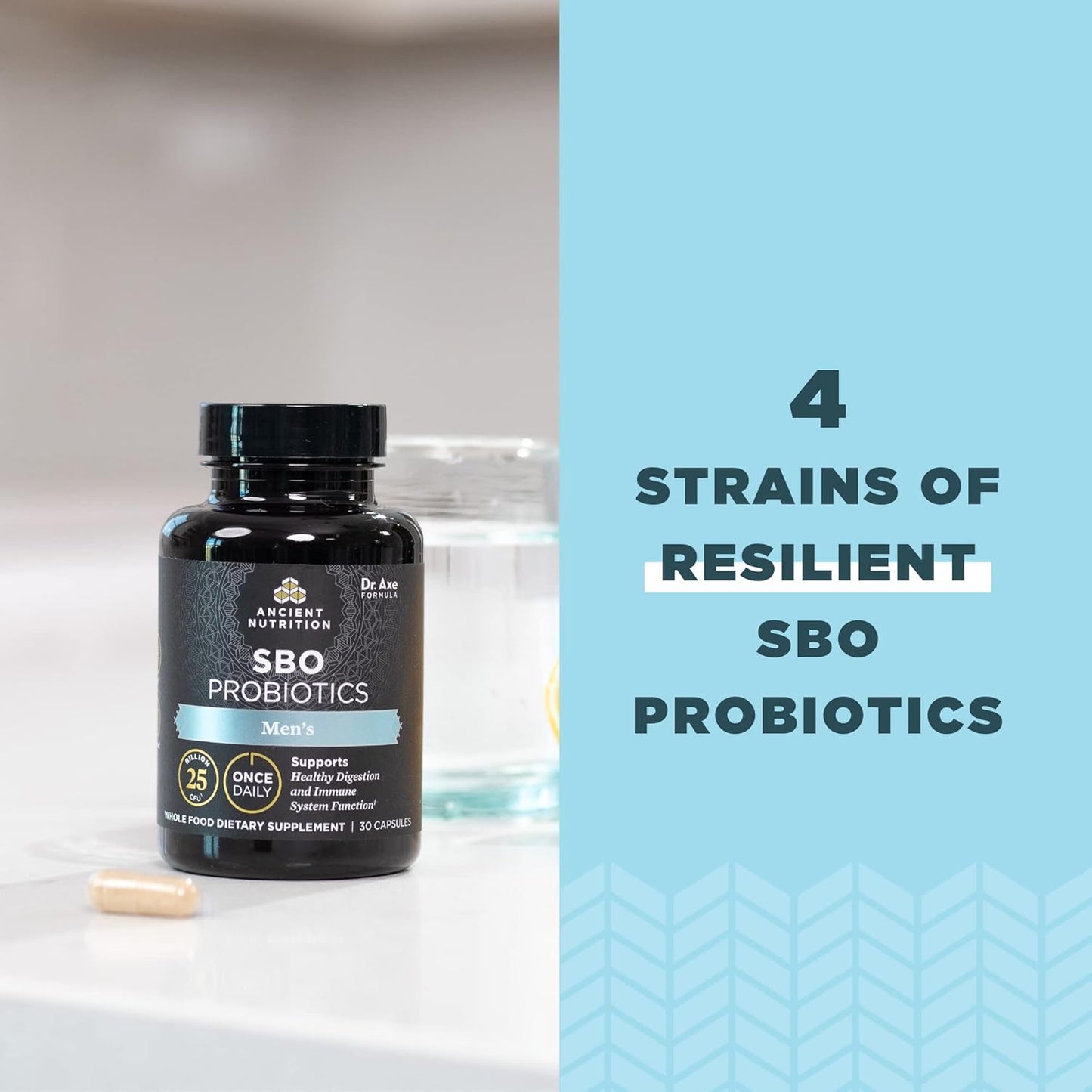 Ancient Nutrition Men's Probiotics - 30 Ct Once Daily for Digestive & Immune Support, 25 Billion CFUs*