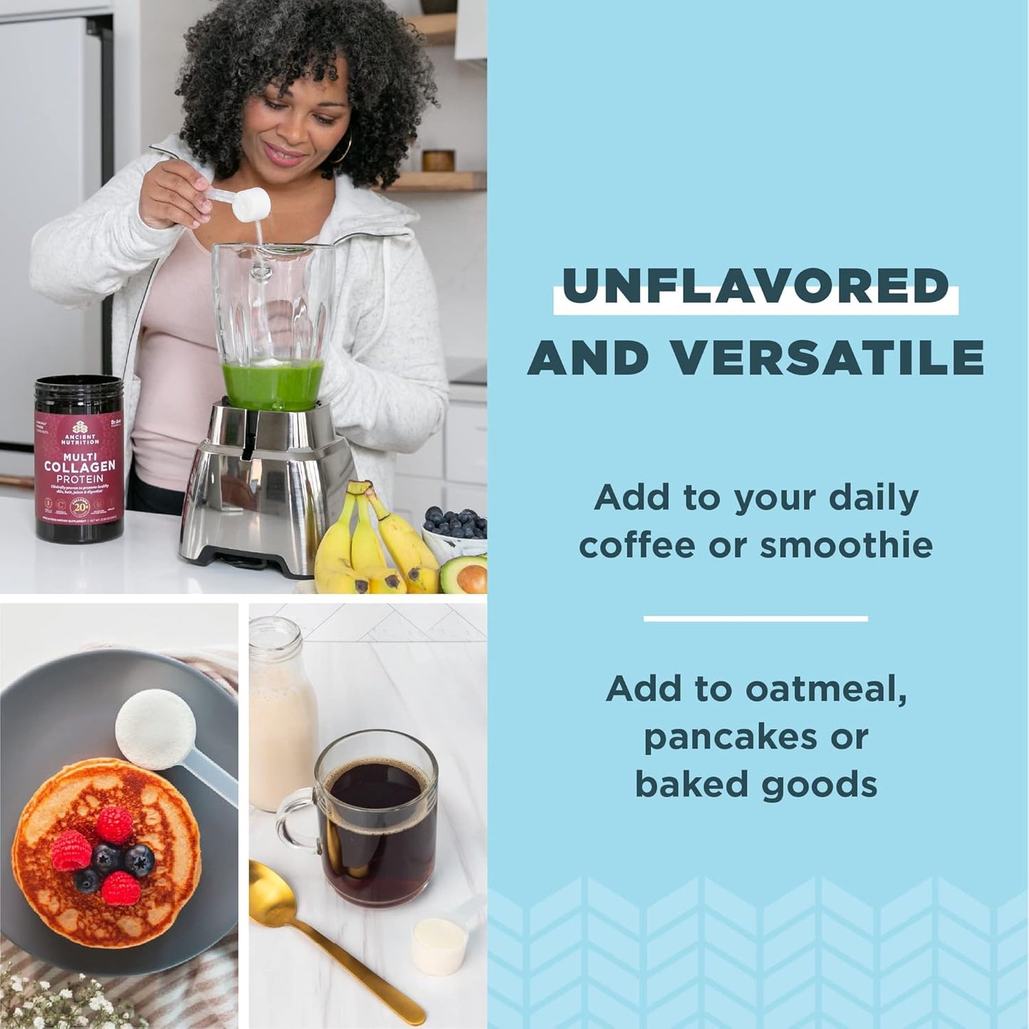 Ancient Nutrition Multi Collagen Protein Powder Bundle - 60 Servings Powder & 40 Stick Packs, Unflavored