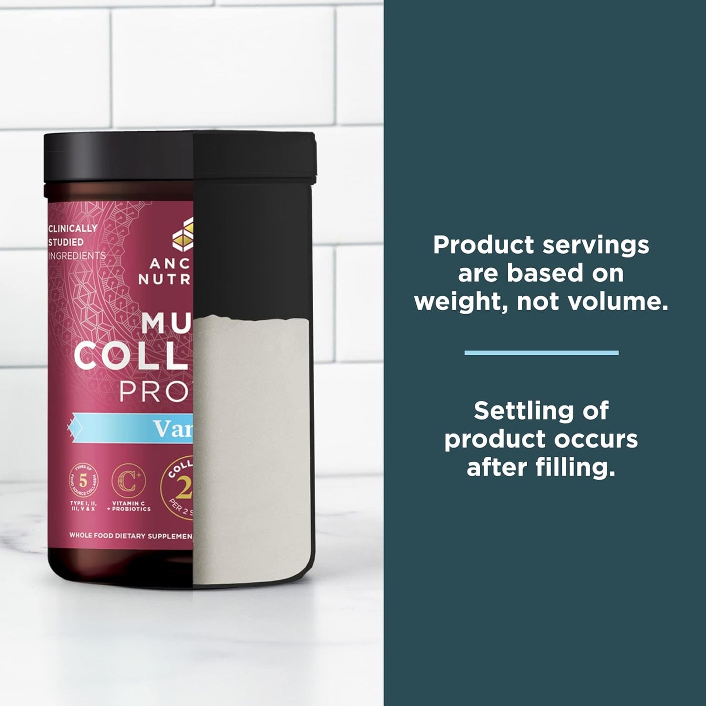 Ancient Nutrition Multi Collagen Vanilla Protein Powder with Vitamin C - Hydrolyzed Peptides, 45 Servings, 16.7oz - Supports Skin, Nails, Gut Health